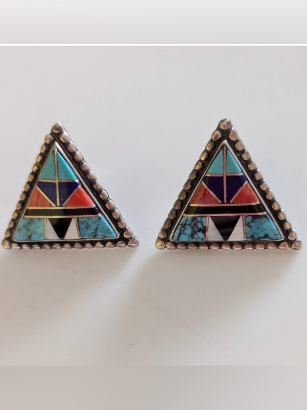 Vintage Native American Zuni Multistone Earrings